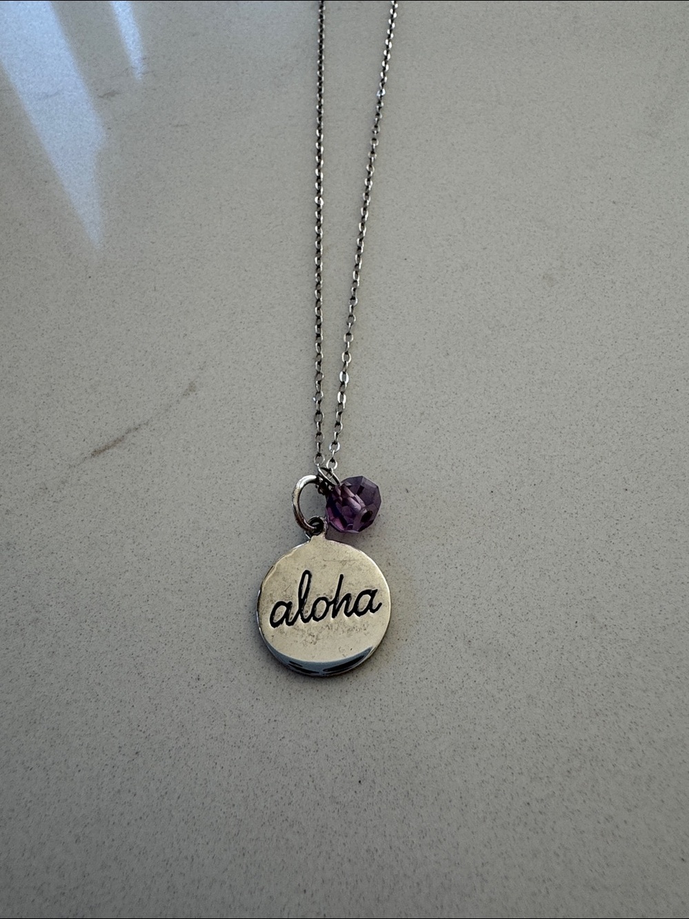Aloha Pendant Necklace by Stacey Lee Designs with Purple Jewel NWT ✨ 20" chain